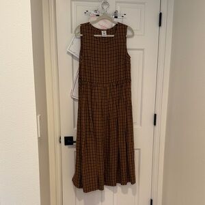 Son de Flor Brown Checkered Smock Dress, size XXS/XS